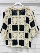 Haut Crochet Noir/Ficelle Manches Courtes