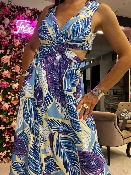 Robe Longue Bleue Ajourée 