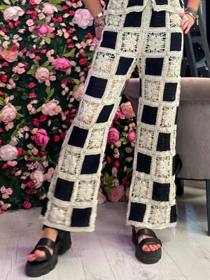 Pantalon CrochetNoir/Ficelle