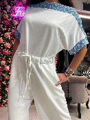 Combi Blanche Col Bateau Denim