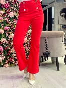 Pantalon Rouge Boutons Multicolores 