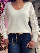 Pull Blanc Manches Coeurs 