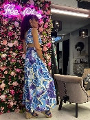 Robe Longue Bleue Ajourée 