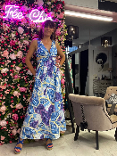 Robe Longue Bleue Ajourée 