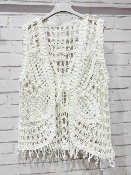 Gilet Bohème Blanc Sans Manches