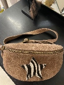 Sac Banane Croûte de Cuir Étoile Zèbre Taupe 