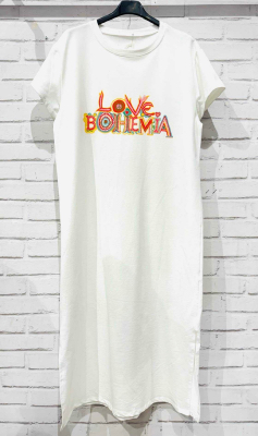 Robe T-Shirt Love Bohemia Blanche