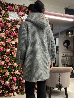 Manteau Étoile Léopard Gris