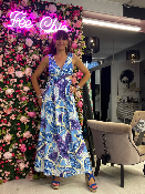 Robe Longue Bleue Ajourée 