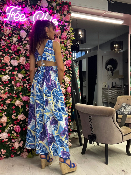 Robe Longue Bleue Ajourée 