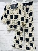 Pantalon CrochetNoir/Ficelle